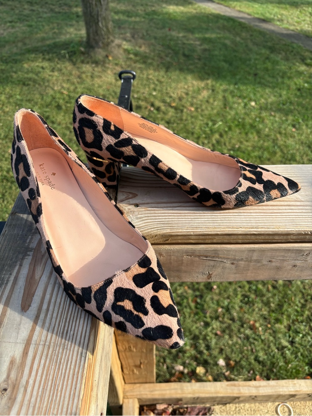 Kate Spade Leopard Print Pointed Toe heels - Tan & Black